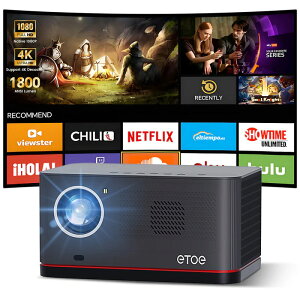 �y�V�����zETOE �v���W�F�N�^�[ �����\ AI�������� �ƒ�p �z�[���v���W�F�N�^�[ 4K�Ή� Android TV���� 1500ANSI �z�[���V�A�^�[ ���K���C�Z���X �V�䓊�e �o�b�e���[���� ������� �X�}�z/Switch/PS5