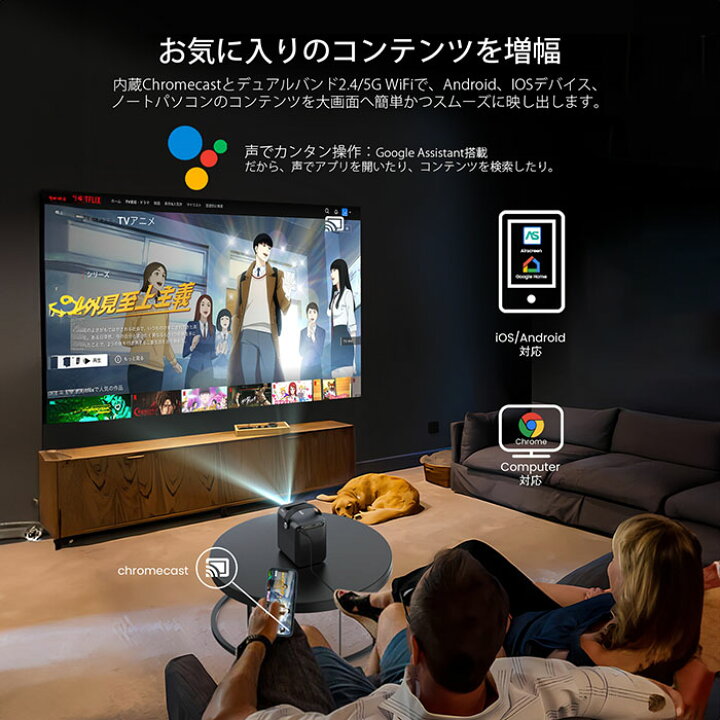 楽天市場】ETOE D2 Pro プロジェクター小型 Android TV 10 Netflix搭載 