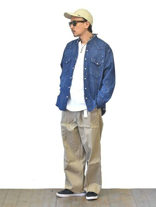 楽天市場】Wrangler PAINT REMAKE DENIM SHIRT BLUE BLACK ラングラー 