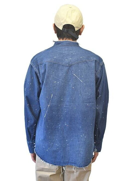 楽天市場】Wrangler PAINT REMAKE DENIM SHIRT BLUE BLACK ラングラー 