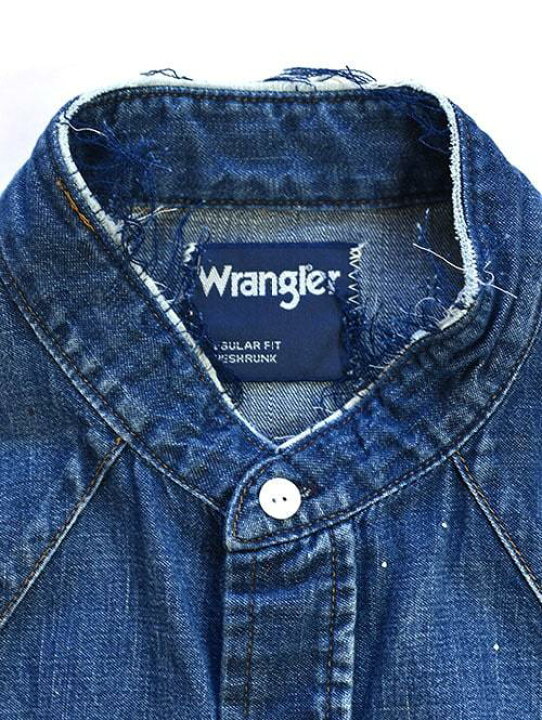 楽天市場】Wrangler PAINT REMAKE DENIM SHIRT BLUE BLACK ラングラー 