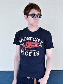 Johnson Motors　GHOST CITY　Tee 　ジョンソンモータース　ひび割れ加工　悪魔　デビル T　バイカー Tシャツ