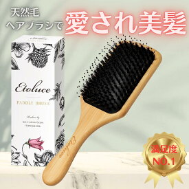 【天然豚毛】Etoluce エトルーチェ 豚毛ヘアブラシ サロン品質 豚毛ブラシ プロ開発集団イチオシ 艶サラ美髪 しっかりまとまる 頭皮マッサージ効果