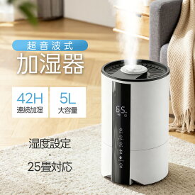 ＼クーポンで3,780円！／2026最新型 加湿器 超音波 加湿器 卓上 大容量5L 空気清浄 3段階調節 7色LEDライト 上部給水 湿度設定 自動湿度調節 空焚き防止 UVライト付き 切タイマー アロマ対応 静音 節電 省エネ エコ 軽量 オフィス 寝室 子供部屋 おしゃれ ウィルス対策