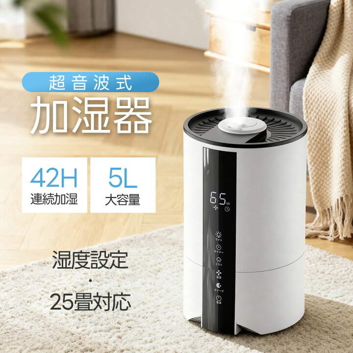 楽天市場】2026最新型 加湿器 超音波 加湿器 卓上 大容量5L 空気清浄 3 