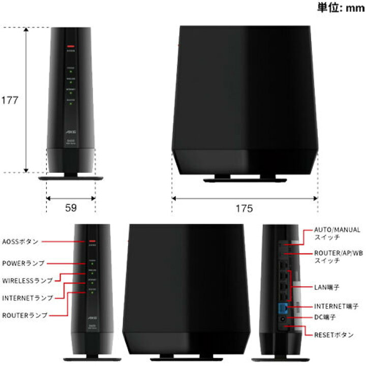 楽天市場】バッファロー WSR-5400AX6P/DBK [Wi-Fi6 Wi-Fiルーター 11ax 