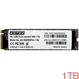 �A�h�e�b�N AD-SSDM2PG4-1TB [1TB SSD M.2 (2280) PCIe Gen 4x4 NVMe 3D TLC 900TBW 3�N�ۏ�]