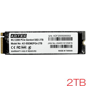 �A�h�e�b�N AD-SSDM2PG4-2TB [2TB SSD M.2 (2280) PCIe Gen 4x4 NVMe 3D TLC 1800TBW 3�N�ۏ�]