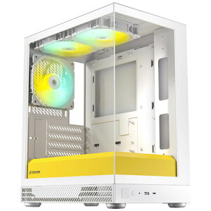 Okinos Aqua UNO Yolk (White/Yellow) [mATX�~�h���^���[�P�[�X Aqua UNO �s���[���X 3×120mm ARGB�t�@���t��]