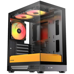 Okinos Aqua UNO Canary (Black/Yellow) [mATX�~�h���^���[�P�[�X Aqua UNO �s���[���X 3×120mm ARGB�t�@���t��]