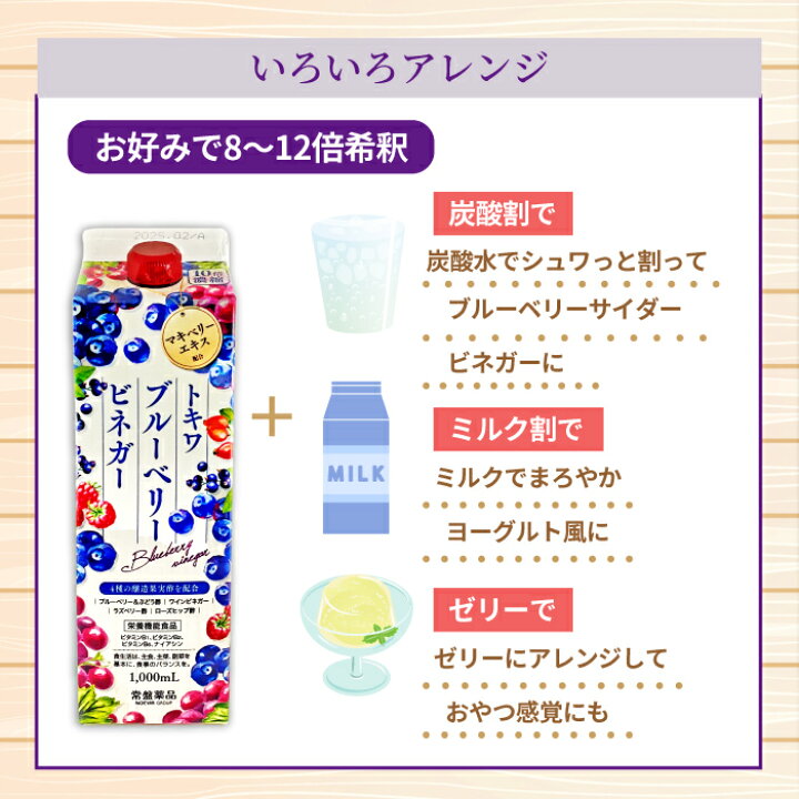 楽天市場】トキワ ブルーベリービネガー 1000mL 2本セット 常盤薬品 