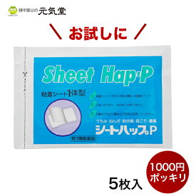 【P10倍＆マラソンクーポン配布★4/27(土)09：59迄】※2023年11月枚数変更となりました【第3類医薬品】シートハップP5枚入 送料込み 1000円ポッキリ ポイント消化 買い回り 湿布 貼り薬 置き薬 配置薬 富山 大協薬品工業