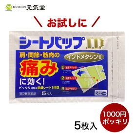 【P10倍＆マラソンクーポン配布★4/27(土)09：59迄】※2023年11月枚数変更となりました【第2類医薬品】シートパップID 5枚入 セルフメディケーション税制対象 1000円ポッキリ ポイント消化 買い回り 湿布 湿布薬 貼り薬 置き薬 配置薬 富山 大協薬品工業