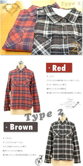 レディース長袖ネルシャツ【定価2,980円⇒特価!】タータンチェックフランネルシャツ【nojean/ノージーン】トラッドチェック柄ピーチ起毛フラノシャツ【メール便対応可】