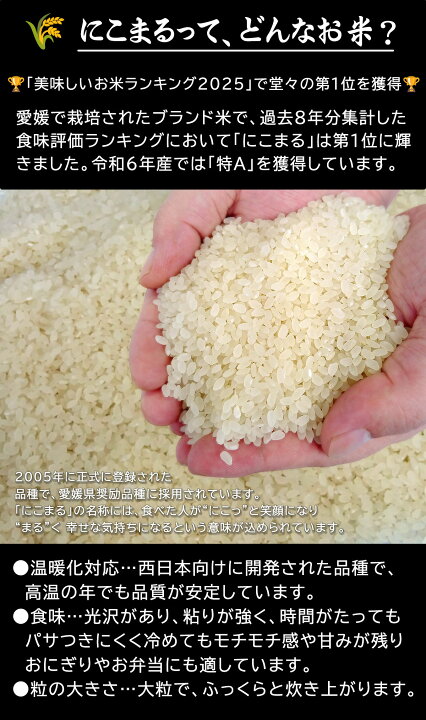 楽天市場】【令和7年産 新米】愛媛県産 にこまる 一等米 玄米 30kg 