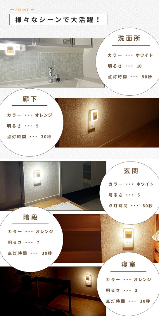 【先着クーポンで1点696円~】人感センサーライト センサーライト フットライト 薄型 屋内 調光 LED コンセント ルームライト トイレ 丸型 軽量 10段階調整 センサー式 2.4W 廊下 玄関 階段 寝室 おしゃれ 明るい 調節 小型 - メイン画像 8