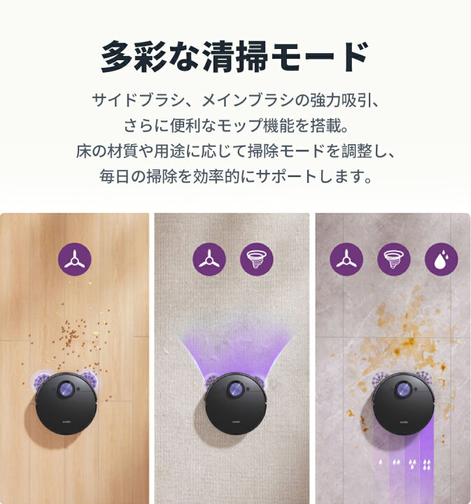 楽天市場】ロボット掃除機 8000Pa強力吸引力 水拭き両用 薄型設計 