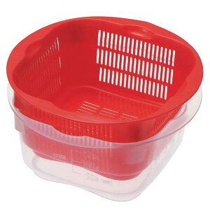 『プチコランダーワイド レッド』【ざる ザル 水切り お弁当作り 計量 電子レンジOK 日本製 曙産業】
