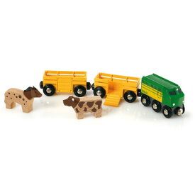 BRIO ブリオ レールウェイ追加車両 ファームトレイン〜BRIOのレールウェイの機関車・ワゴン・車両追加パーツ。先頭車両に2台のワゴン、馬、牛のセットになっています。5ピース。【誕生日プレゼント 1歳半 2歳 3歳 男の子 木のおもちゃ 知育玩具 クリスマス】(33404)