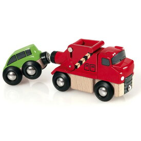 BRIO ブリオ レールウェイ追加車両 牽引トラック〜BRIOのレールウェイの機関車・ワゴン・車両追加パーツです。けん引車と自動車のセットです。2ピース。【誕生日プレゼント 1歳半 2歳 3歳 男の子 木のおもちゃ 知育玩具 クリスマス 子供】