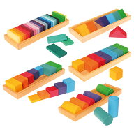 Grimm's Spiel & Holz Design グリムス社 GM色と形つみき（5種）〜ドイツ、グリムス社の子どもの五感を刺…