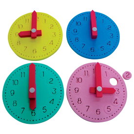一歩社 はじめしゃ 時間あそび〜一歩社（はじめしゃ）のソフトなEVAスポンジ製のお勉強のおもちゃ・知育玩具。安全性の高いEVAスポンジ製の時計のおもちゃです。(130)