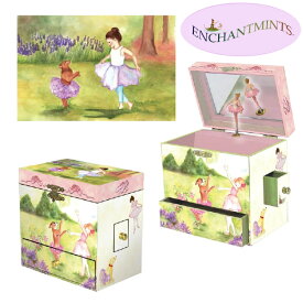 Enchantmints エンチャントミンツ オルゴール付きジュエリーボックス バレリーナ チュチュとドッグ 女の子の誕生日プレゼント、クリスマスプレゼントにお勧めの、夢が詰まった、水彩画がデザインされた、オルゴール付きのジュエリーボックスです。