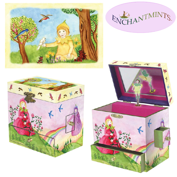 Enchantmints エンチャントミンツ オルゴール付きジュエリーボックス スプリングバースト <br> 女の子の誕生日プレゼント、クリスマスプレゼントにお勧めの、夢が詰まった、水彩画がデザインされた、オルゴール付きのジュエリーボックスです。
