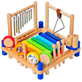 I'm Toy アイムトイ ミュージックステーション〜アイムトイの9種類の楽器が1台で遊べる木製楽器玩具ミュージックステーション！お子さまの好奇心を満足させてくれる楽器玩具です。