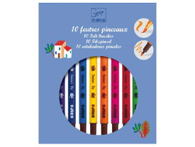 [メール便可] DJECO ジェコ 10色フェルトペン クラシック〜フランスのおもちゃメーカーDJECOの2種類のペン先が付いているフェルトペン10色セットです。基本となる色が10色入っています。