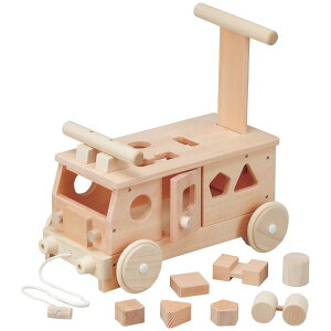 平和工業 Mocco モッコ 森のパズルバス〜日本製の木のおもちゃMocco（モッコ）シリーズ。手押し車としても使えるバスの木製足けり乗用玩具です。