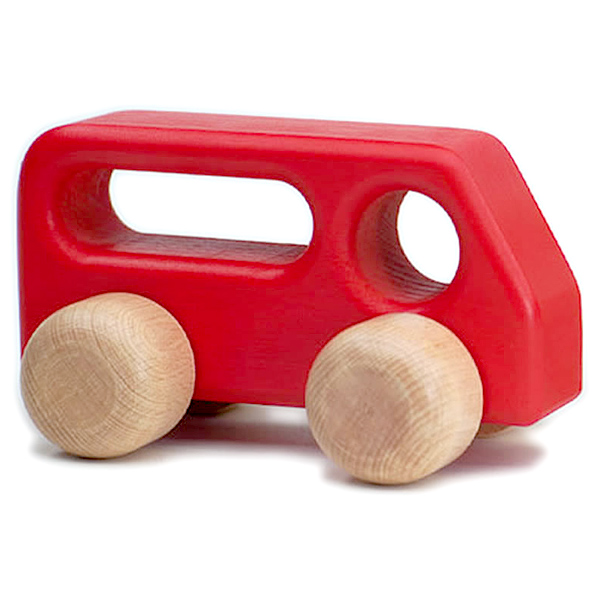     Konrad Keller ケラー社 バス  大  白木 赤 ～ドイツのおもちゃメーカーKonrad Keller（ケラー社）のシンプルで美しいブナ材でできた木の車です。はじめての車のおもちゃにピッタリな木製ミニカーシリーズ。誕生日プレゼント 1歳 1歳半 2歳 男の子 クリスマス 木製