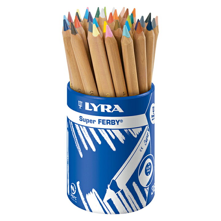 リラ LYRA 文具 色鉛筆 白木 三角グリップ シュタイナー スーパーファルビー 軸白木 12色セット