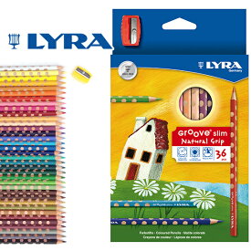 [メール便可] LYRA リラ社 Groove グルーヴスリム 色鉛筆 36色セット（シャープナー付き）〜ドイツ・LYRA（リラ社）の人間工学から考えられた色鉛筆。可愛らしい水玉模様が正しい握り方をサポートしてくれる鉛筆Groove（グルーヴ）シリーズ。
