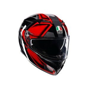 �y�����zK3 JIST Asian Fit - COMPOUND BLACK/RED �o�C�N�p �t���t�F�C�X�w�����b�g ���S�̕ۏؕt�� AGV�i�G�[�W�[�u�C�j