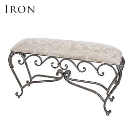 15日迄ずっと店内商品P最大20倍【送料無料】玄関 スツール【大】 背もたれなし アンティーク ドレッサー スツール ベンチ 長方形 イス 椅子 ロートアイアン 鉄 ホワイト WH ベージュ アイボリー soco