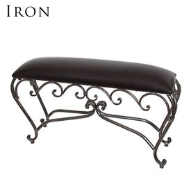 15日迄ずっと店内商品P最大20倍【送料無料】玄関 スツール 大 背もたれなし アンティーク ドレッサー スツール ベンチ 長方形 イス 椅子 ロートアイアン 鉄 合皮 soco