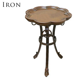 15日迄ずっと店内商品P最大20倍【送料無料】サイドテーブル 円形 花台 TEL台ラック ロートアイアン製 鉄 木製天板 cota