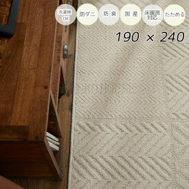 マラソン期間中店内商品ポイント最大20倍【送料無料】ラグ カーペット トラム アイボリー ベージュ 190×240 綿混 コットン 洗濯機OK HOT対応 床暖房対応 防ダニ抗菌 防臭 リビング グラムスタイル