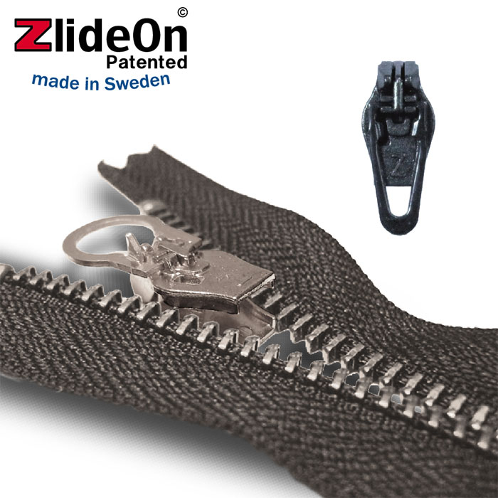 壊れたファスナーを簡単に修理する北欧スウェーデン生まれの便利ツールです ズライドオン ZlideOn 3C-2 ブラック 角プルタブ 高級 動画 ジッパー チャックの簡単修理ツール ファスナー 高級品 スライダー