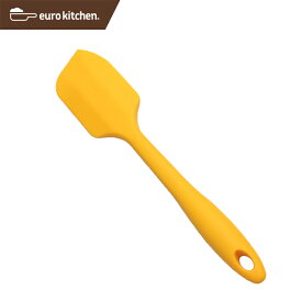 ユーロキッチン eurokitchen 一体型シリコンスパチュラ フィン型 小 黄（イエロー）シリコンへら【パン作りにおすすめ ハンドクリーナー 一体型 一体式 シリコン シリコーン オールシリコン】