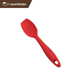 ユーロキッチン eurokitchen 一体型ホールシリコンスクープ（スプーン型スパチュラ） 小 赤（レッド） シリコンへら【ハンドクリーナー 一体型 一体式 シリコン シリコーン オールシリコン】