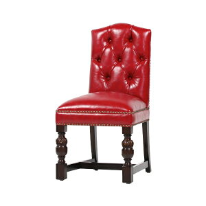 輸入家具 デザイナーズ レッド チェスターフィールド PUレザー ダイニングチェア Vincent(ヴィンセント) ヴィンテージ アンティーク シングルチェア 食卓椅子 ボタン 英国 イギリス 英国 ブリ