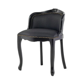 輸入家具 ロココ調 バニティー スツール 椅子 イス 猫足 猫脚 アンティーク アンティーク家具調 クラシック フランス イタリア ヨーロッパ ビクトリアン バロック 姫 姫系 合成皮革 PUレザー ブラック E6090-N-8P32