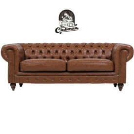 輸入家具 デザイナーズ そふぁ ソファー ボタン ブラウンPUレザーチェスターフィールド3シーターソファ CLUBMAN(クラブマン) ソファー ソファ 3人掛け 三人掛け トリプル アンティーク チェスターフィールド ヴィンテージ レザー 本革調合成皮革 VX3P94 ブラウン 茶色 本革調