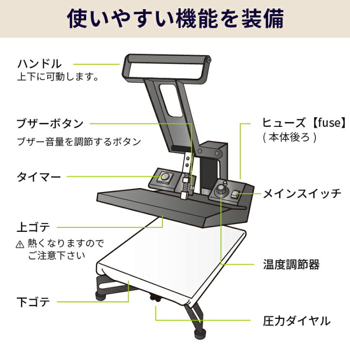 楽天市場】加圧調整機能付 手動熱転写プレス機ヘラクレスワイド PH 