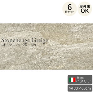 タイル ストーンヘンジ グレージュ 304×608mm イタリア製 6枚セット(約1.1m2) 磁器質割肌石目調タイル 外床タイル フロアタイル リアルな柄 長方形 大判タイル アプローチ 玄関 エントランス
