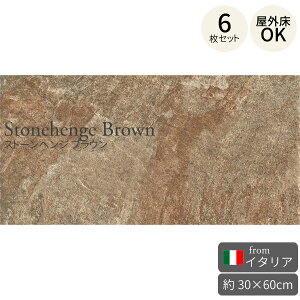 タイル ストーンヘンジ ブラウン 304×608mm イタリア製 6枚セット(約1.1m2) 磁器質割肌石目調タイル 外床タイル フロアタイル 長方形 大判タイル アプローチ 玄関 エントランス タイルデッキ