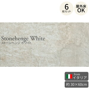 タイル ストーンヘンジ ホワイト 304×608mm イタリア製 6枚セット(約1.1m2) 磁器質割肌石目調タイル 外床タイル フロアタイル リアルな柄 長方形 大判タイル アプローチ 玄関 エントランス タ