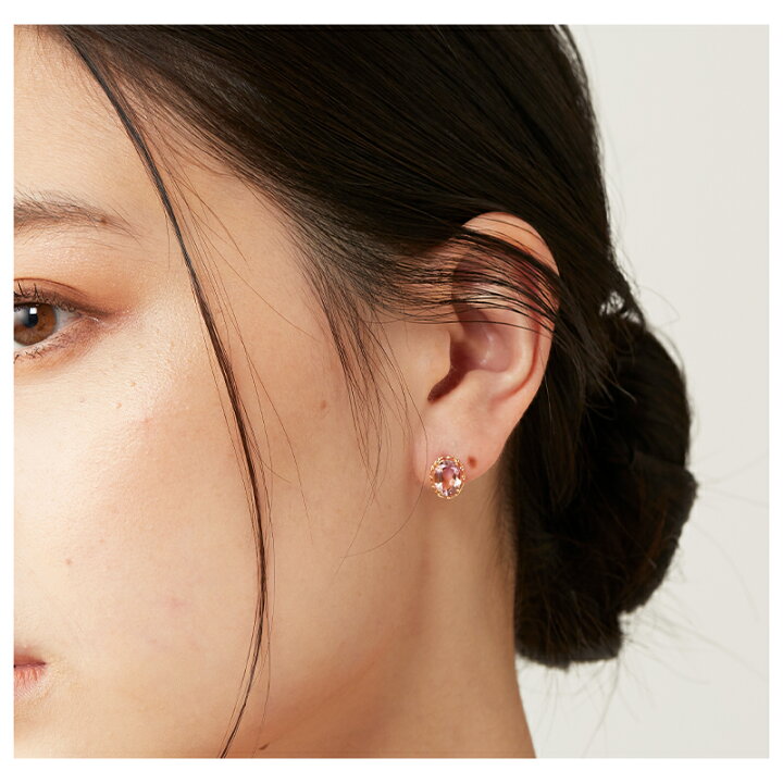 楽天市場】アメトリン 天然石 ピアス 18k ゴールド 一粒ピアス 